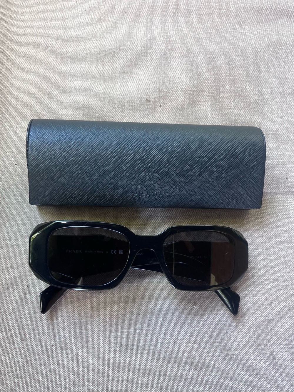 Prada SPR 17W Black Geometric Oversized Sunglasses